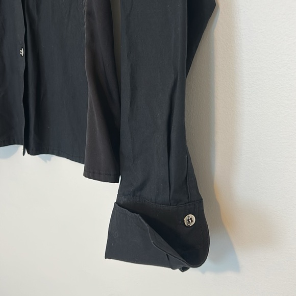 Valentina’s Women’s Italian Black Button Down Top, Large - Picture 5 of 12